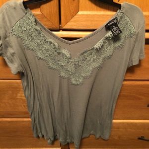 Olive green lace top